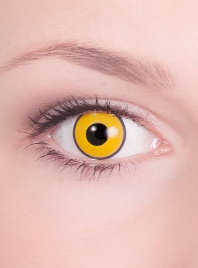 Gelbe Kontaktlinsen für die Pennywise Schminkanleitung