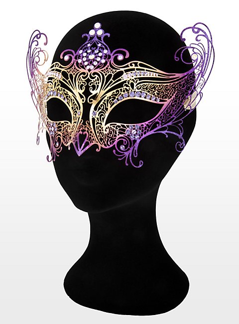 Colombina Contessa de metallo oro violetto Venetian Metal Mask